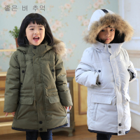 韩国品牌韩版新款儿童装羽绒服中大女童中长款大毛领加厚冬装1521