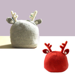 秋冬男女儿童帽亲子新年圣诞节麋鹿兔羊毛针织帽套头帽潮宝宝帽子