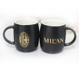 AC米兰陶瓷马克杯 咖啡杯子黑色镀金球迷水杯 足球迷用品纪念品