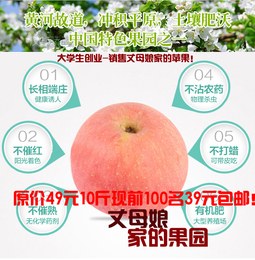 大学生创业销售丈母娘家的苹果10斤39包邮新鲜红富士不打蜡无农药