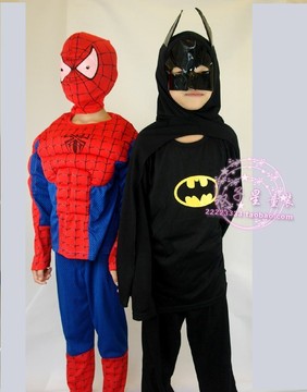 卡通表演服 儿童万圣节演出服造型衣服装 男童春夏 蝙蝠侠超人