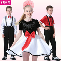 六一儿童演出服舞蹈服中小学生大合唱服男童表演服女童白色公主裙