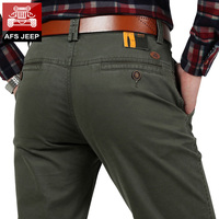 AFS JEEP/战地吉普加绒休闲裤 弹力厚款大码直筒宽松中高腰长裤