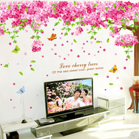 超大型客厅电视背景墙装饰墙贴纸卧室床头浪漫温馨创意贴画樱花树
