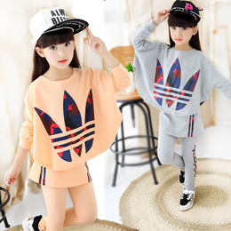 包邮童装女童套装 2016春季中大童 新款韩版纯棉运动装两件套装