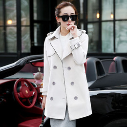 2015女装新款 韩版时尚欧美风肩章翻领风衣中长款双排扣大衣外套