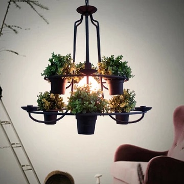 吧台服装店铺个性放植物吊灯loft工业仓库美式乡村创意花盆架吊灯