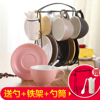 陶瓷咖啡杯碟套装 创意家用咖啡杯套具带勺架子高档欧式整套茶具