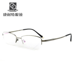 康耐特眼镜框架半框超轻纯钛高度近视眼镜架方形柔韧男款时尚商务