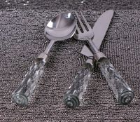 简约欧式高档奢华水晶玻璃透明菱形刀叉勺套装家居饰品西餐餐具