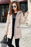 2015冬季新款韩版针织连帽羽绒棉衣女中长款修身显瘦大码加厚外套