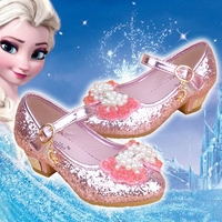 女童鞋冰雪奇缘公主鞋春秋款灰姑娘儿童单鞋皮鞋艾莎水晶高跟鞋