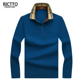 Rictto/尼斯图品牌秋季男装长袖T恤 商务休闲男中年翻领纯棉体恤