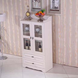 简约现代白色组装多功能两门带抽屉简欧酒柜装饰柜门厅茶水储物柜