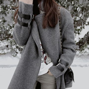 2015冬装新款显瘦羊毛尼大衣女韩版宽松中长款夹棉加厚毛呢外套女