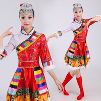 2015新款藏服舞蹈演出服女民族藏族服装开场裙蒙古裙蒙族表演服装