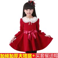 2015秋冬季新款女童儿童公主裙韩版女孩加厚加绒长袖表演连衣裙