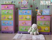 韩式田园粉色花仙子儿童房幼儿家具木制三四五抽屉柜斗柜床头柜