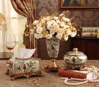 包邮 欧式陶瓷花瓶三件套 创意客厅摆件 高档奢华家居装饰品礼品