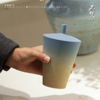 不梵景德镇手工精工普洱茶罐子蓝色磨砂装饰品陶瓷摆件小号茶叶罐