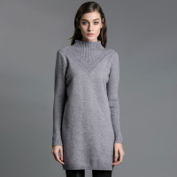 诗梵米亚2015冬季韩版新款半高领中长款毛衣女修身包臀针织打底衫