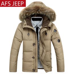 AFS JEEP战地吉普羽绒服男 冬装2015男士羽绒服貉子毛领加厚外套