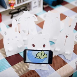 包邮创意DIY木质手机座 可爱兔子手机支架 懒人手机托架