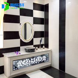 欧式黑白色仿墙纸瓷砖卫生间地砖 简约现代厨房厕所墙砖 300 600