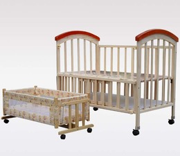 婴儿床实木无漆童床多功能环保bb进口松木游戏床蚊帐摇篮床包邮