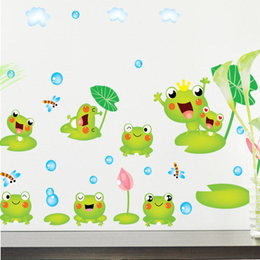 幼儿园儿童房装饰客厅浪漫可移除电视背景墙贴纸荷塘青蛙