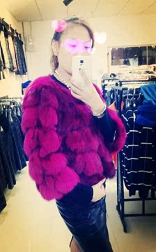 2015冬季新款保暖女士狐狸毛皮草外套正品七分袖短款女装