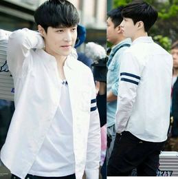 EXO张艺兴极限挑战录制同款衬衫长袖两条杠衬衣春夏男女衣服包邮