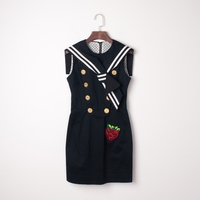 意大利经典奢华时装品牌复古海军风连衣裙