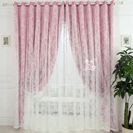 定制窗帘卧室客厅韩式田园蕾丝纱帘飘窗纯色窗帘布全遮光成品特价