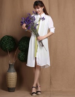 夏季亚麻不规则韩版无袖雪纺连衣裙修身显瘦长裙两件套裙艺术范裙
