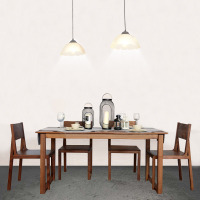 北欧式实木餐厅复古餐桌椅组合家居家用饭桌长桌现代简约一桌四椅