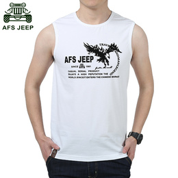 Afs Jeep/战地吉普背心男夏 无袖纯色弹力棉T恤健身运动套头汗衫
