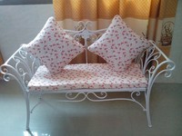 特价欧式田园铁艺创意时尚特色宜家客厅花园会所折叠双人沙发椅子