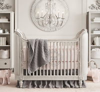 现货法式风格复古婴儿床美式实木环保婴儿床出口美国RH实木婴儿床