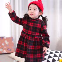 特价正品代购韩国进口童装2015冬款冬装女童儿童花边高领连衣裙YE