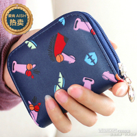 韩版时尚单拉链包卡通女士零钱包小马撞色涂鸦短款钱夹女式小手包