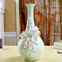 手工陶瓷水培欧式景德镇细口长颈花瓶摆件白色插花小花瓶创意客厅