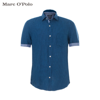 Marc O'Polo男士格子短袖衬衫 2016春夏新款 商务休闲亚麻上衣男