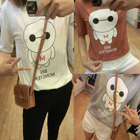 2015夏季新款T恤韩版学生款上衣女装印花大白t恤宽松圆领短袖T恤