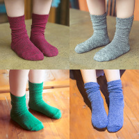 C738复古童袜2015冬款新品女童袜子韩版儿童纯色棉袜中筒袜堆堆袜