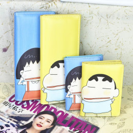 34日韩版卡通动漫儿童钱包小新中学生可爱三折长短款皮夹搭扣男女