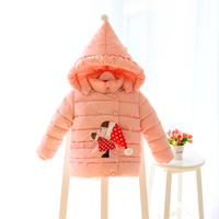 女童2015冬装新款韩版卡通羽绒手塞棉袄中小童加厚棉衣服宝宝外套
