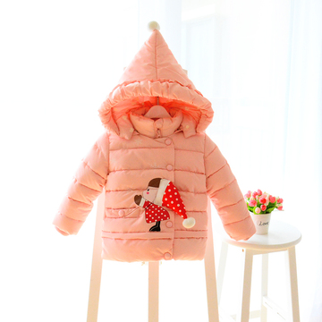女童2015冬装新款韩版卡通羽绒手塞棉袄中小童加厚棉衣服宝宝外套