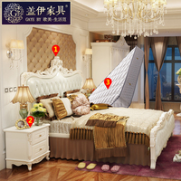 欧式床真皮欧式双人床法式田园床公主床婚床1.8米高箱储物床MJ