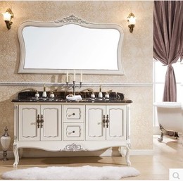 欧式橡木简约浴室柜组合美式仿古浴室柜落地卫生间洗脸盆洗手台柜